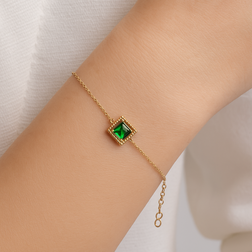 Emerald Accent Charm Bracelet