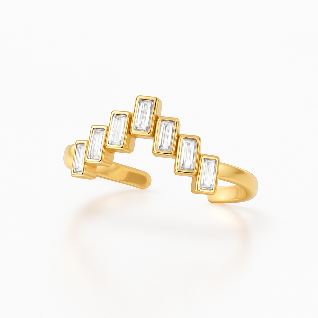 Golden Baguette Crown Ring