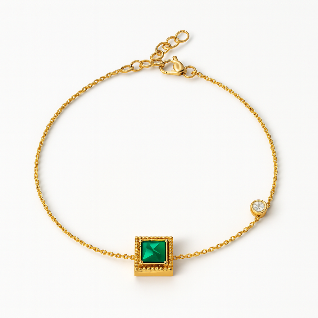 Emerald Accent Charm Bracelet