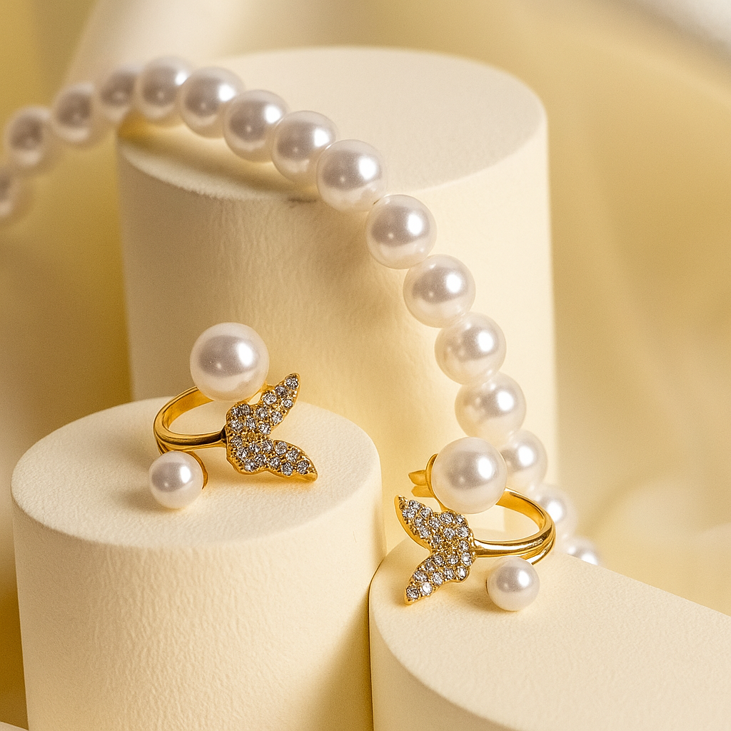 Butterfly Pearl Cuff Earrings