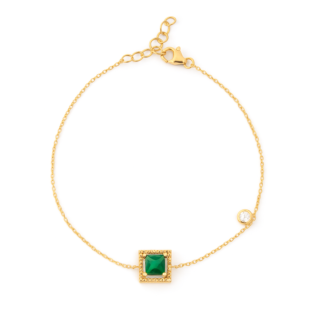Emerald Accent Charm Bracelet