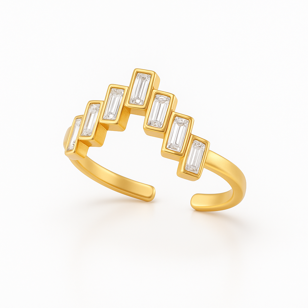 Golden Baguette Crown Ring
