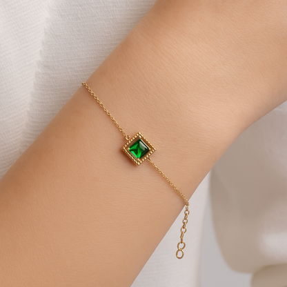 Emerald Accent Charm Bracelet
