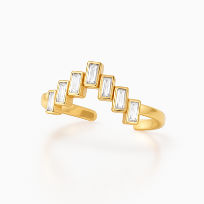 Golden Baguette Crown Ring