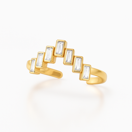 Golden Baguette Crown Ring