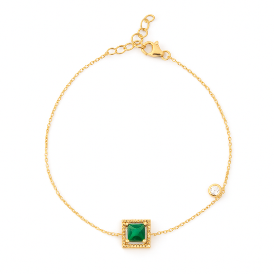 Emerald Accent Charm Bracelet