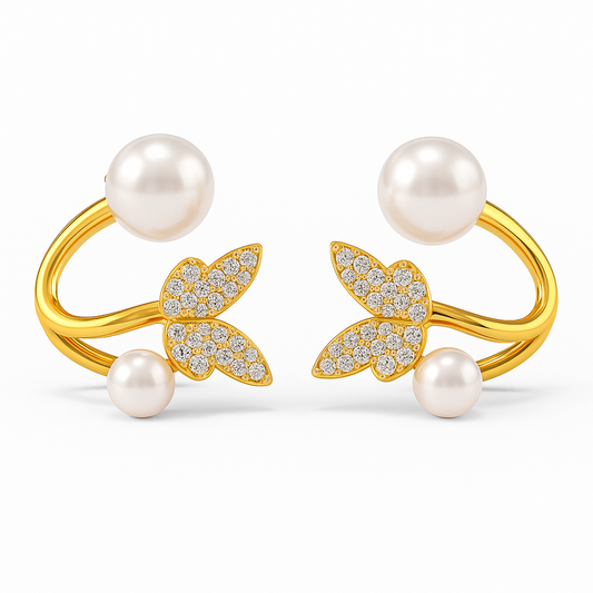 Butterfly Pearl Cuff Earrings